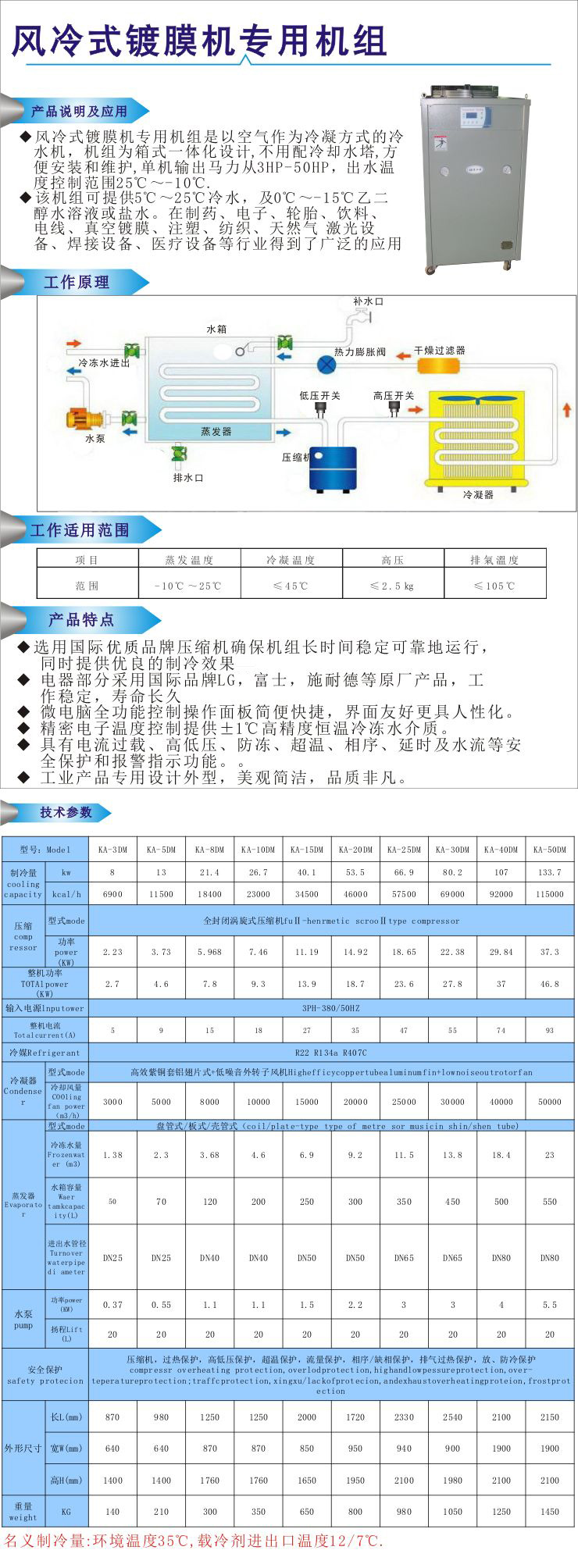 風(fēng)冷式鍍膜專用冷水機